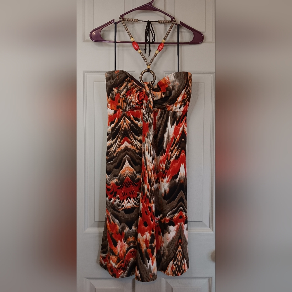 Dressbarn Beaded Tie Beck Halter Dress - Size 4 - Gorgeous Dress!